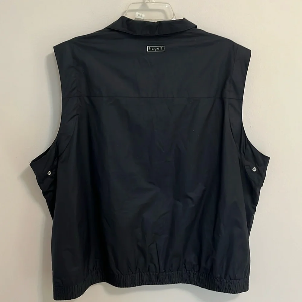 LizGolf utility jacket windbreaker vest plus size 2X black lightweight pockets